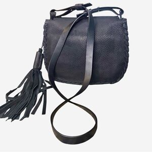 AllSaints Mori Lea Black Suede Crossbody Bag w/ Tassel